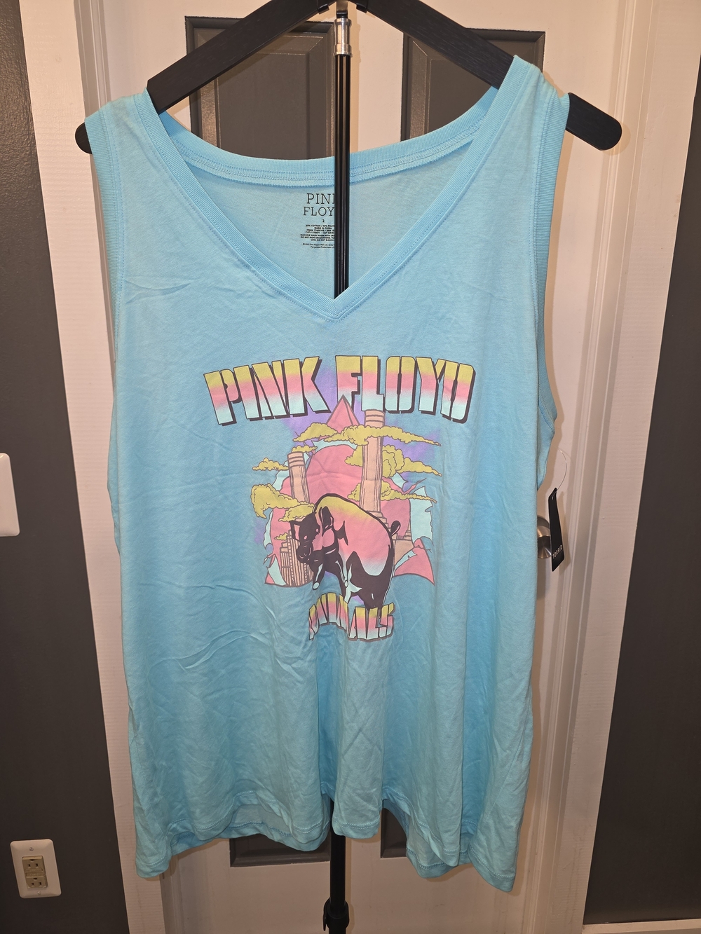 Pink Floyd Women’s Aqua Graphic V-Neck Tank Top
